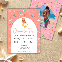 Meerjungfrau taucht in 5 Geburtstags-Foto Einladung