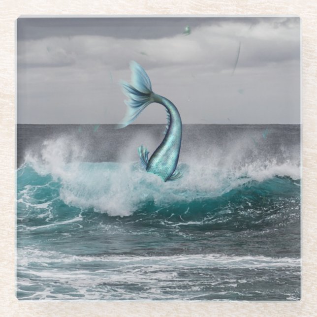 Meerjungfrau taucht in Waves Untersetzer (Vorderseite)