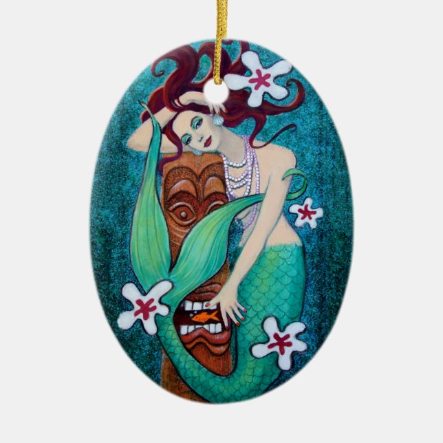 Meerjungfrau Tiki Keramik Ornament (Vorne)