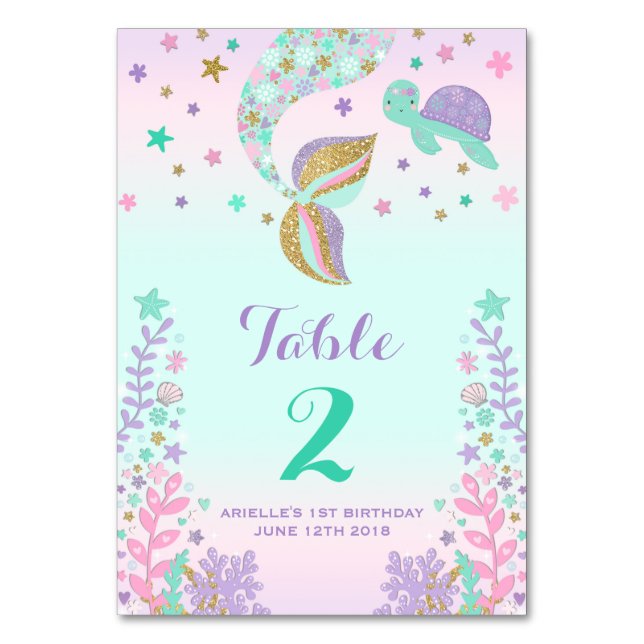 Meerjungfrau Tischnummer Meerjungfrau Seekarte Ros (Vorderseite)