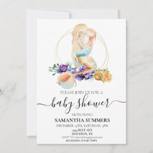 Meerjungfrau und Baby Shower Einladung