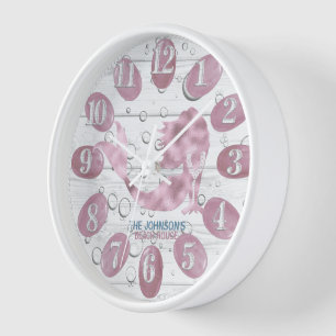 Meerjungfrau und Beach Wood Nautical - Pink Uhr