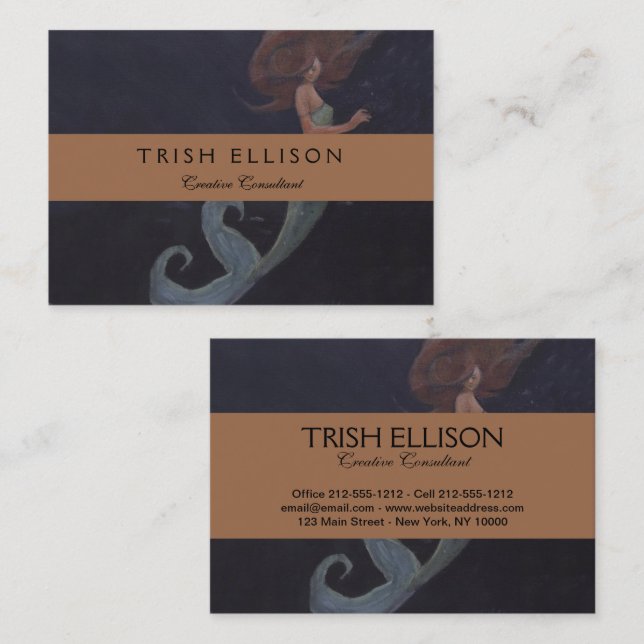Meerjungfrau und die Blue Fish Business Card Visitenkarte (Vorne/Hinten)