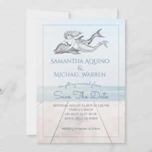 Meerjungfrau und Dolphin Beach See Wedding Save The Date