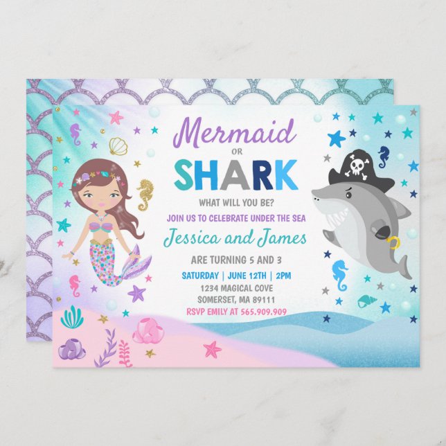 Meerjungfrau-und Einladung (Vorne/Hinten)