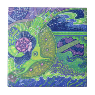 Meerjungfrau und Fisch, Unterwasserfantasie, nauti Fliese