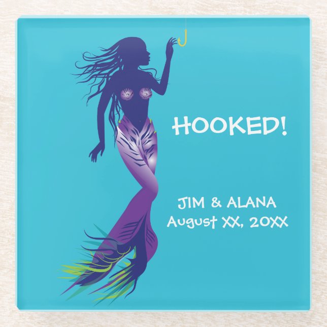 Meerjungfrau und Golden Hook Glasuntersetzer (Vorderseite)