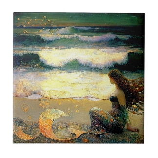 Meerjungfrau und Golden Sea Sprites Fliese