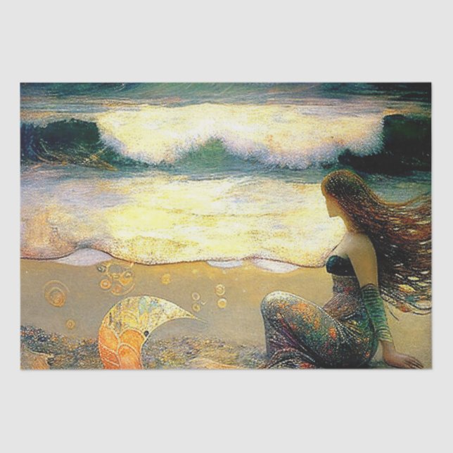 Meerjungfrau und Golden Sea Sprites Seidenpapier (Vorderseite)