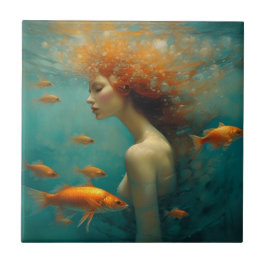 Meerjungfrau und Goldfish Fliese