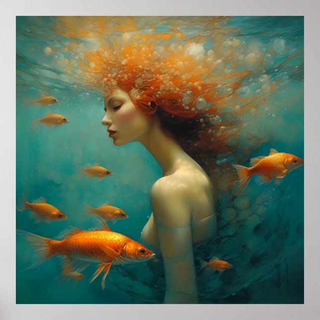 Meerjungfrau und Goldfish Poster (Vorne)