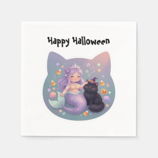 Meerjungfrau und Katze Halloween Charm Serviette