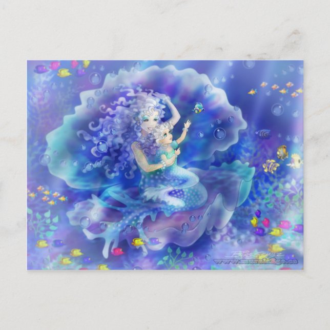 Meerjungfrau und Kind Postkarte (Vorderseite)