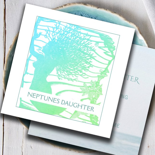 Meerjungfrau und Meereswellen Quadratische Visitenkarte (Von Creator hochgeladen)