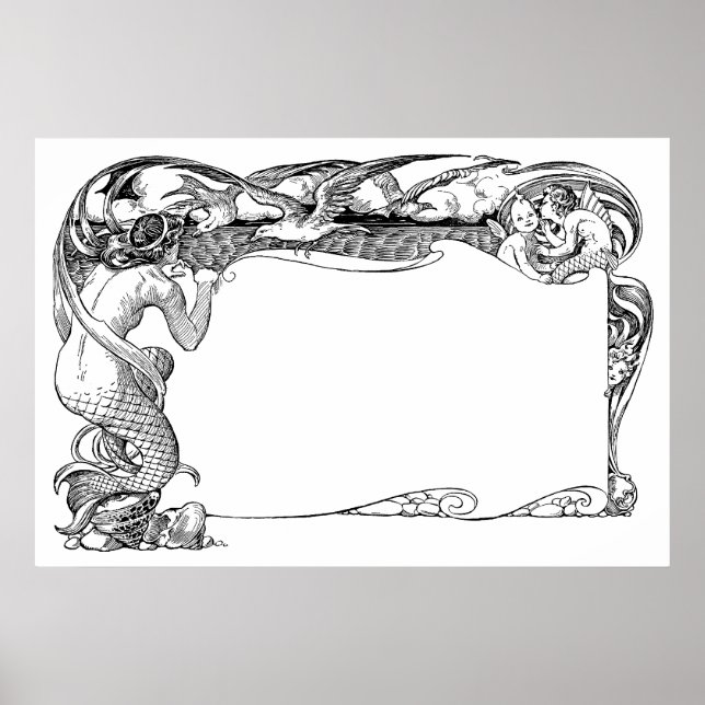 Meerjungfrau und Möwen Poster (Vorne)