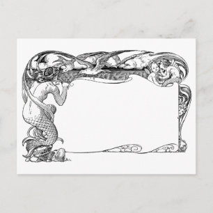 Meerjungfrau und Möwen Postkarte