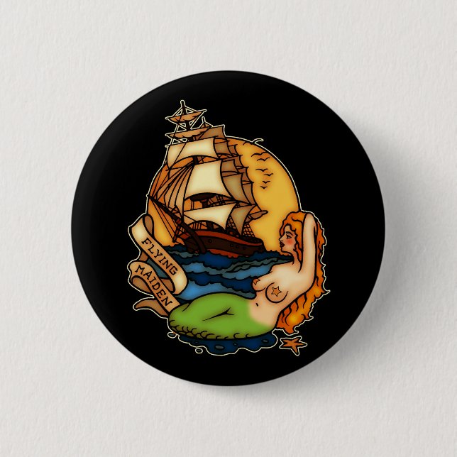Meerjungfrau-und Piraten-Schiff Button (Vorderseite)