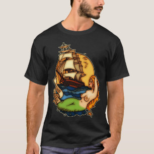 Meerjungfrau-und Piraten-Schiff T-Shirt