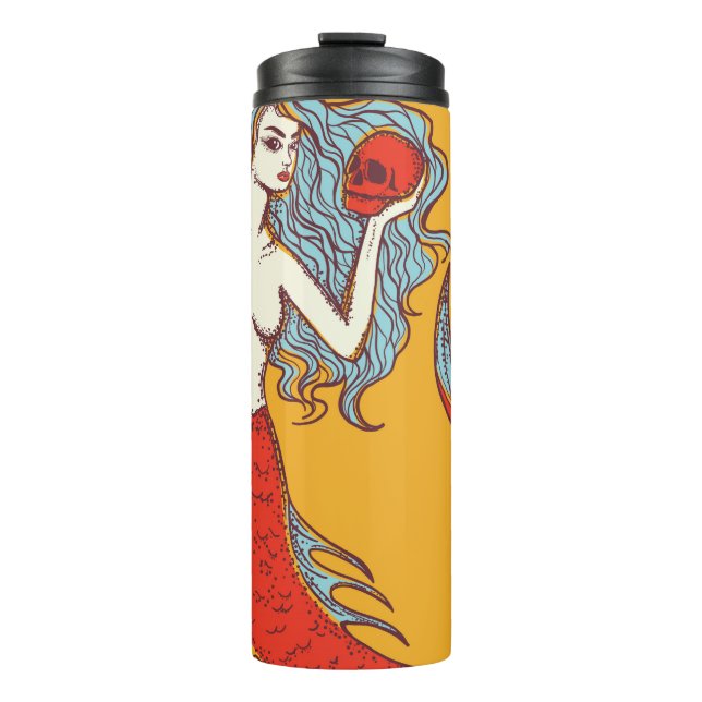 Meerjungfrau und Schädel Thermosbecher (Vorderseite)