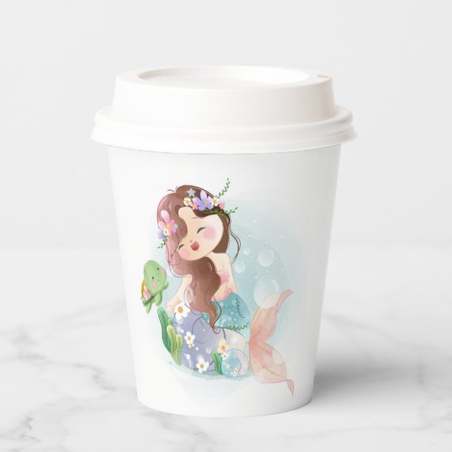 Meerjungfrau und Schildkröte Pappbecher (Vorderseite)