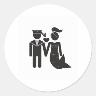 Meerjungfrau-und Seemann-Aufkleber Runder Aufkleber