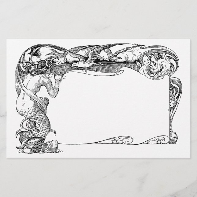 Meerjungfrau und Seemöwen Briefpapier (Vorderseite)