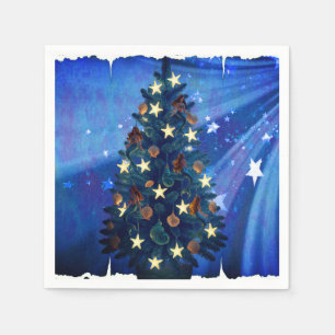 Meerjungfrau und Seestern-Weihnachtsbaum-Serviette Serviette