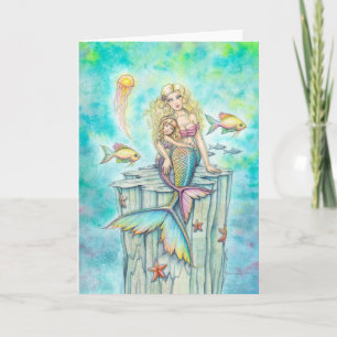 Meerjungfrau und Tochter Fantasy-Kunst von Molly H Karte