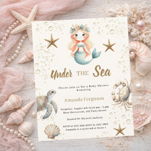 Meerjungfrau Unter dem Meer Baby Shower Einladung