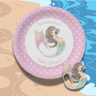 Meerjungfrau unter dem Meer Baby Shower Pappteller