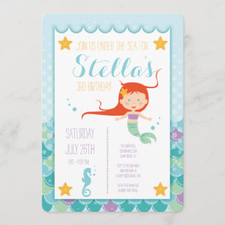 Meerjungfrau unter dem Meer - Einladung zum Geburt