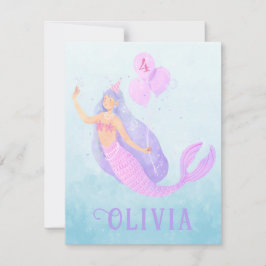 Meerjungfrau unter dem Meer Geburtstagsmädchen Bla RSVP Karte