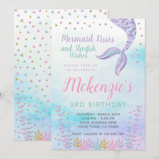 Meerjungfrau, unter dem Meer, magisch Einladung (Vorne/Hinten)