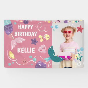 Meerjungfrau unter dem Meeresmädchen Geburtstag Fo Banner