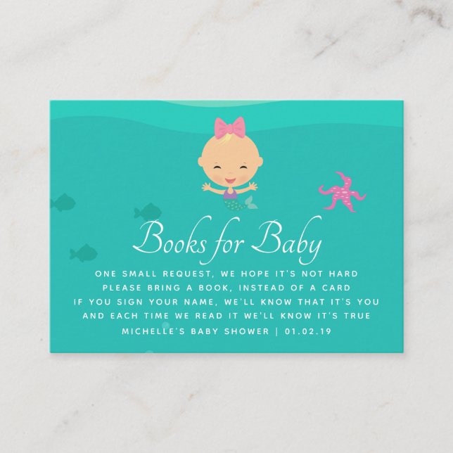 Meerjungfrau unter dem Sea Baby Shower Book Anfrag Begleitkarte (Vorderseite)