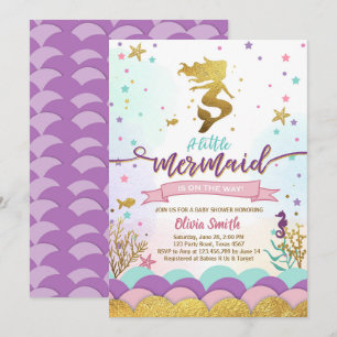 Meerjungfrau unter dem Sea Baby Shower Invitation  Einladung