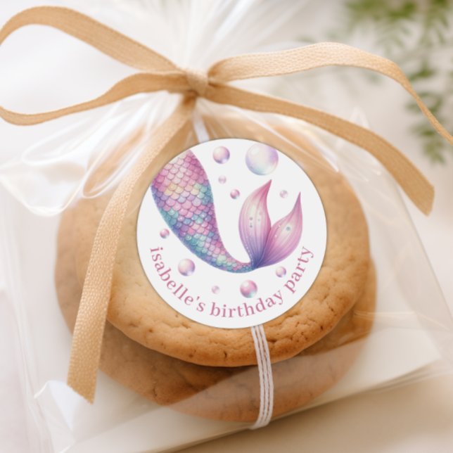 Meerjungfrau unter dem Sea Pool Party Vielen Dank  Runder Aufkleber (Mermaid Under the Sea Pool Party Thank You Sticker)