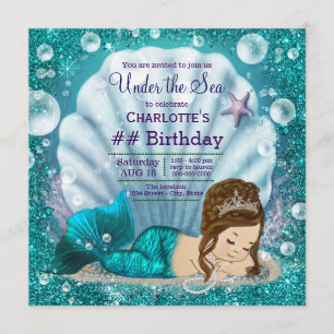 Meerjungfrau unter der Geburtstagspartei Einladung