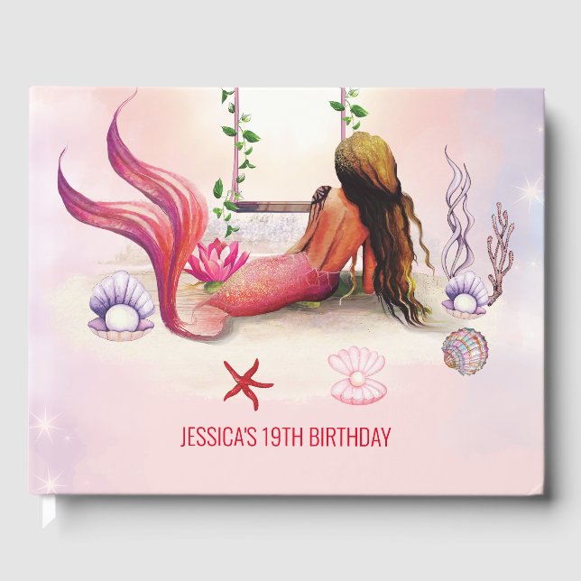 Meerjungfrau unter der Geburtstagspartei Gästebuch (Vorderseite)