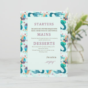 Meerjungfrau unter der Geburtstagspartei Menükarte