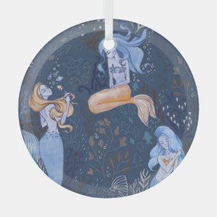 Meerjungfrau Unterwassersee Nahtlose Illustration Ornament Aus Glas