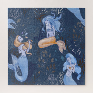 Meerjungfrau Unterwassersee Nahtlose Illustration Puzzle