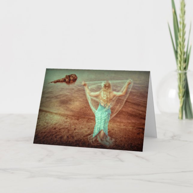 Meerjungfrau Vintag Aquamarin braun Karte (Vorderseite)