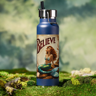 Meerjungfrau Vintage Glaub Ozean Mythos Trinkflasche