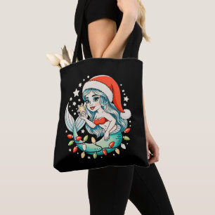 Meerjungfrau Weihnachtslichter Santa Hut Girly Wei