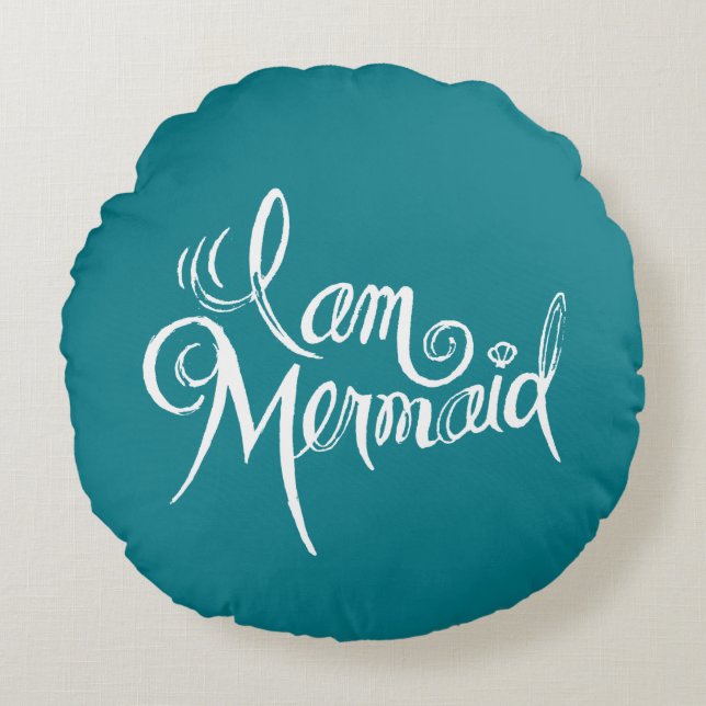 Meerjungfrau-Wurfs-Kissen Rundes Kissen (Vorderseite)