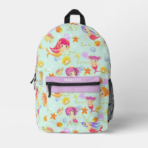 Meerjungfrauen Blau Bedruckter Rucksack