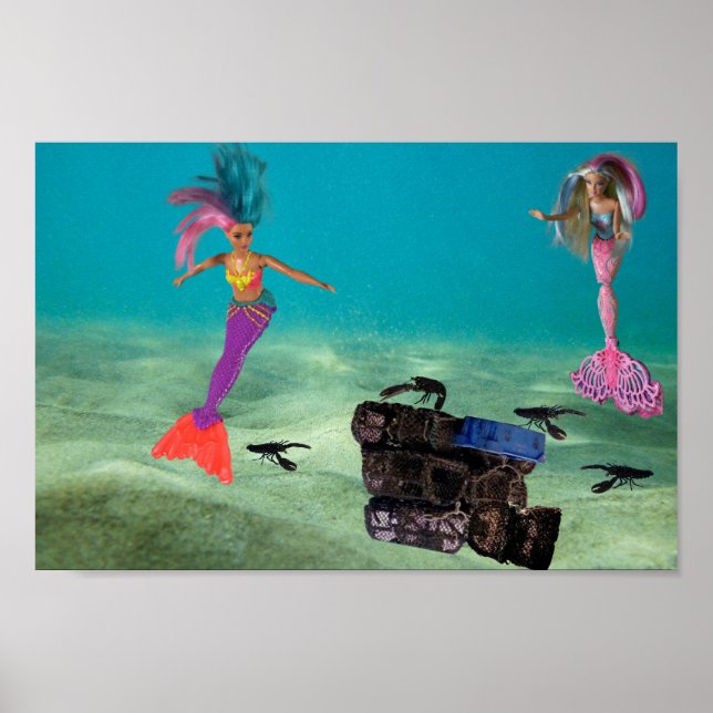 Meerjungfrauen helfen den Hummern. Poster (Vorne)