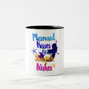 Meerjungfrauen Küsse & Seesterne Wünsche Wasserfar Zweifarbige Tasse