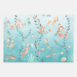 Meerjungfrauen-Party im karibischen Blauen Meer Geschenkpapier Set